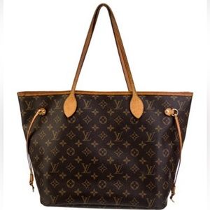 Louis Vuitton Monogram Neverfull MM Tote ,Brown Coated Canvas,Brass Hardware